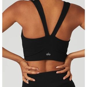 Alo Yoga Black Alosoft Ribbed Chic Bra Tank Size XS